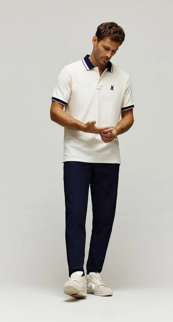 Psycho Bunny Men's Indigo Textured Collar Pique Polo | Pristine