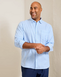 Tommy Bahama Barbados Breeze Playa Plaid Stretch-Linen Shirt | Aqua Ice