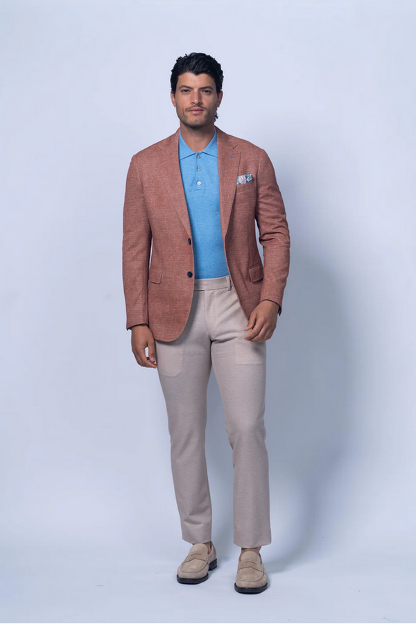 7 Downie St. Oregon Printed Cotton Stretch Knit Blazer | Orange