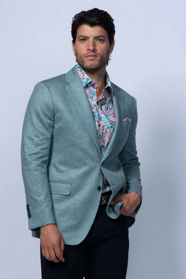 7 Downie St. Oregon Printed Cotton Stretch Knit Blazer | Green