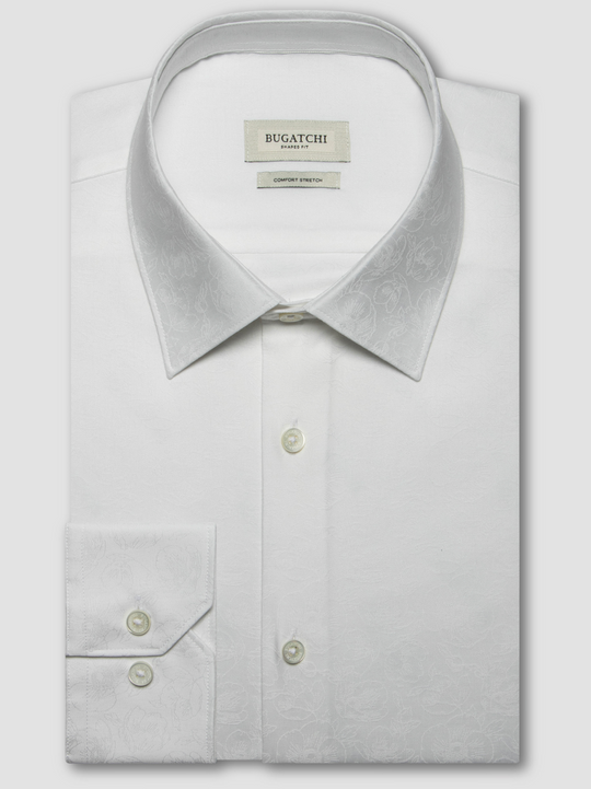 Bugatchi Long Sleeved Shirt Julian Shaped Fit | White