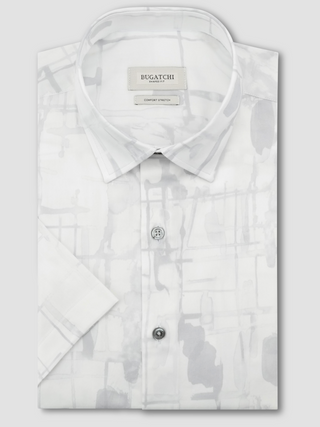Bugatchi Shirt Short Sleeved Orson Shaped Fit | Platinum