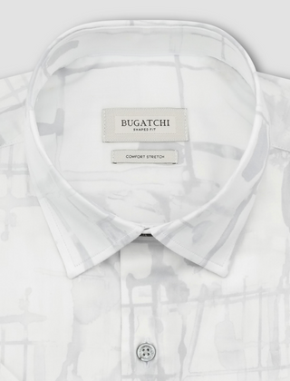 Bugatchi Shirt Short Sleeved Orson Shaped Fit | Platinum