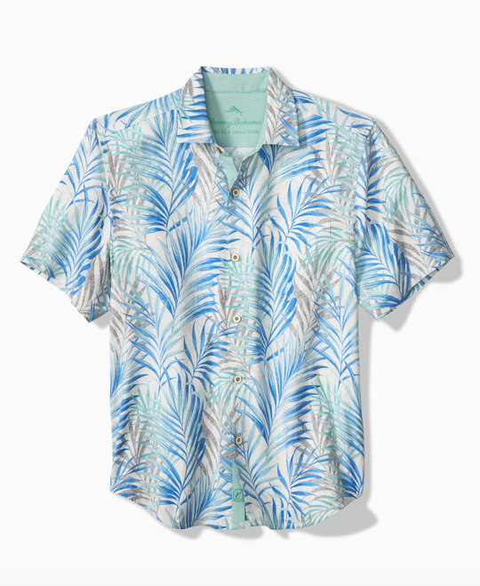 Tommy Bahama Palm Dancer Silk Camp Shirt | Banff Blue