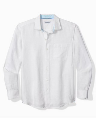 Tommy Bahama Paradisio Plaid Linen Long-Sleeve Shirt | White