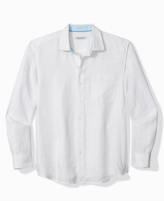 Tommy Bahama Paradisio Plaid Linen Long-Sleeve Shirt | White