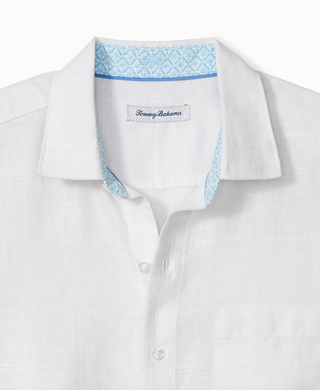 Tommy Bahama Paradisio Plaid Linen Long-Sleeve Shirt | White