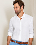 Tommy Bahama Paradisio - Chemise à manches longues en lin à carreaux - blanc