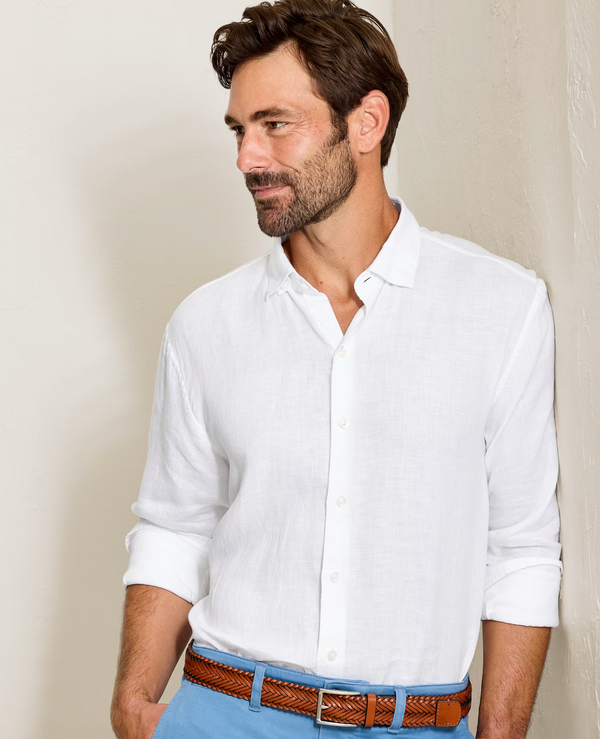 Tommy Bahama Paradisio - Chemise à manches longues en lin à carreaux - blanc