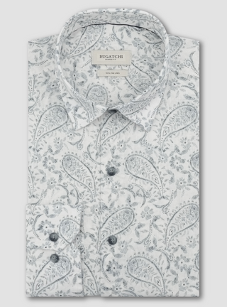 Bugatchi Long Sleeve Shirts Julian Shaped Fit | White