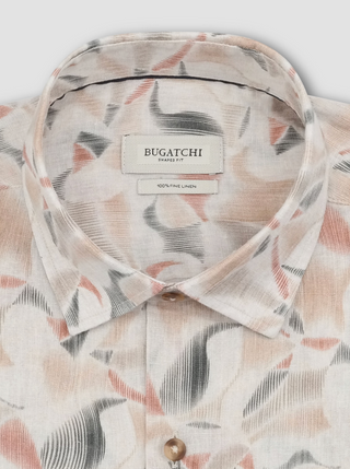 Bugatchi Long Sleeve Shirt Julian Linen Shaped Fit | Desert