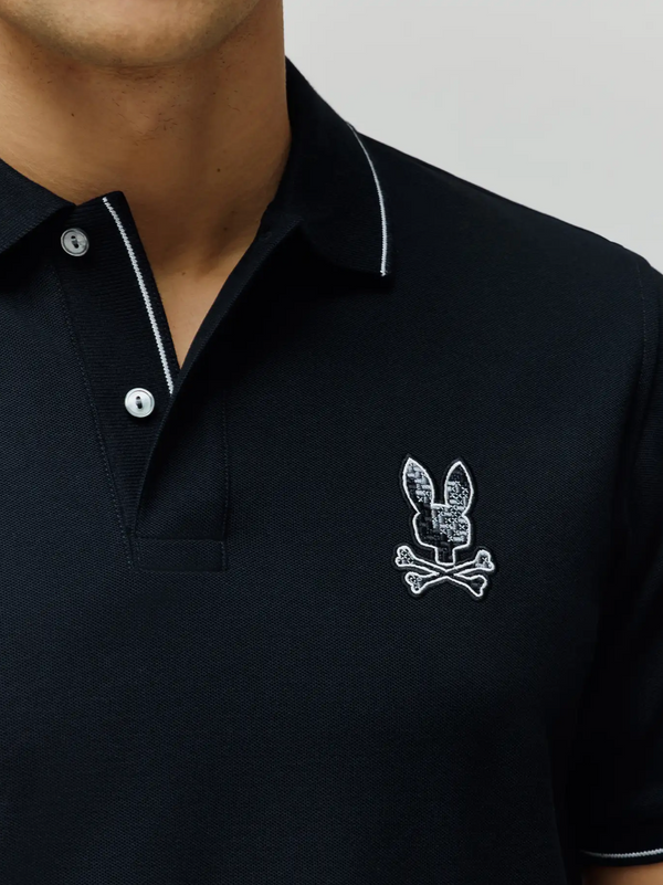 Psycho Bunny Mens Olivier Pique Polo | Black
