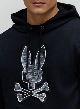 Psycho Bunny Mens Olivier Embroidered Hoodie | Black
