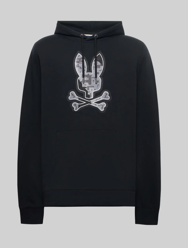 Psycho Bunny Mens Olivier Embroidered Hoodie | Black