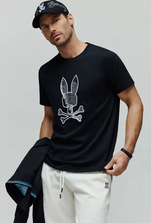 Psycho Bunny Mens Olivier Graphic Tee | Black