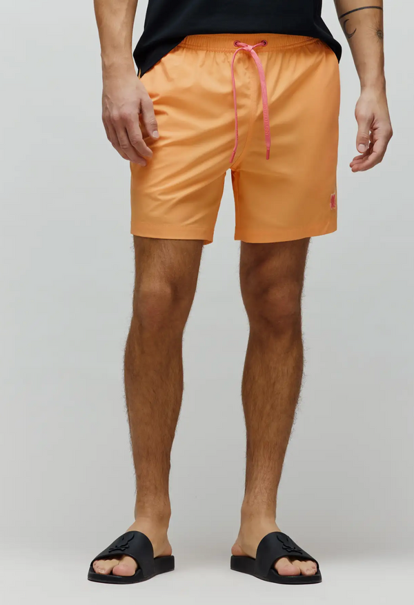 Psycho Bunny Mens Samos Hydrochromic Printed Swim Trunk | Papaya