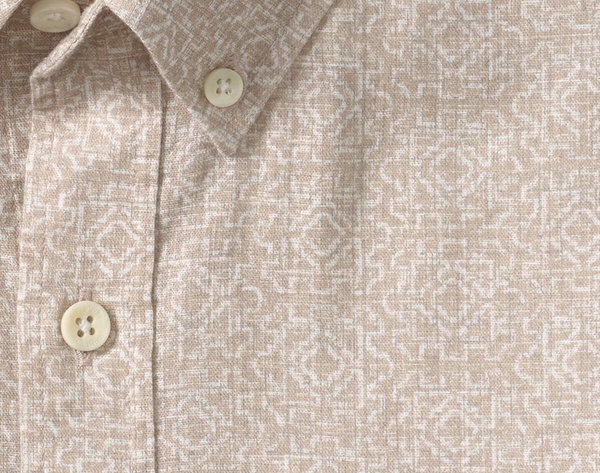 Johnston & Murphy Short Sleeve Shirt Hampton | Tan Desert Tile
