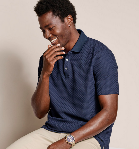 Johnston & murphy Textured Weave Polo | Navy