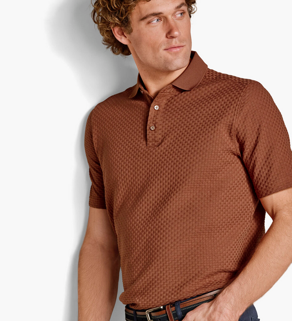 Johnston & Murphy Textured Weave Polo Tilson | Terracotta
