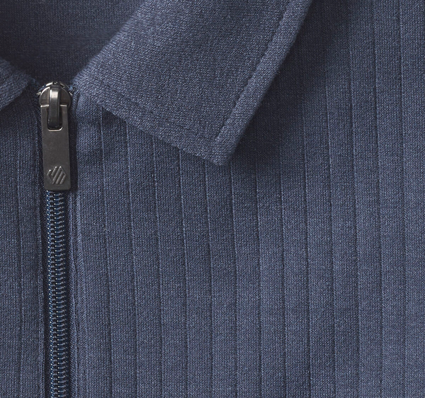 Johnston & Murphy Rib Zip Polo Finn Navy