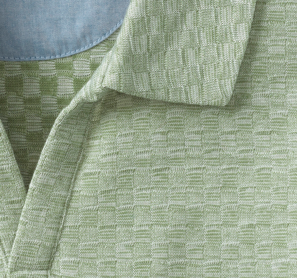 Johnson & Murphy V Neck Polo Sedona | Sage Basketweave