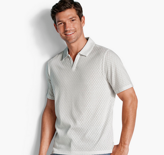 Johnston & Murphy V Neck Polo Sedona | White