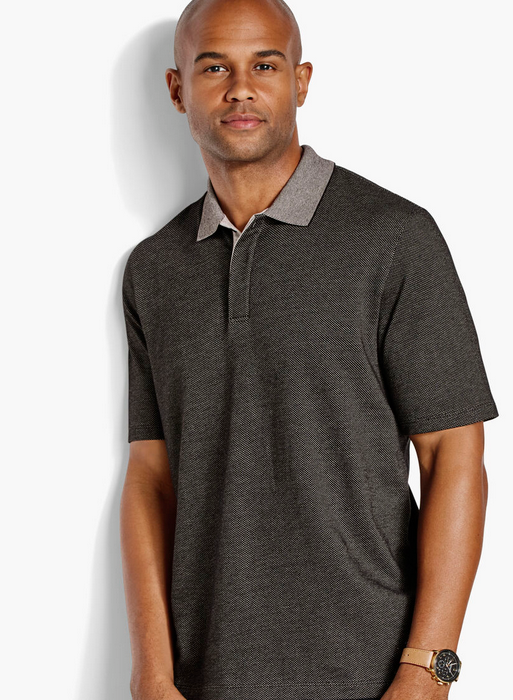 Johnston & Murphy Tonal Polo | Charcoal Birdseye