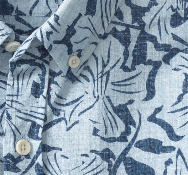 Johnston & Murphy Short Sleeve Shirt Hampton | Blue Hibiscus