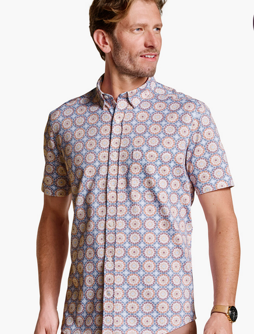 Johnston & Murphy XC Flex® Ascend Short-Sleeve Shirt | Multi Mosaic