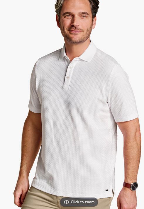 Johnston & Murphy Textured Weave Polo | White