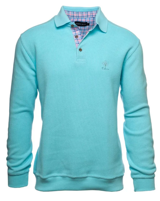 Ethnic Blue SIGNATURE Polo Sweater Soft Touch | Turquoise