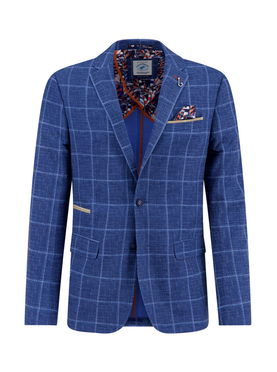 A Fish Named Fred Check Stretch Blazer | Navy