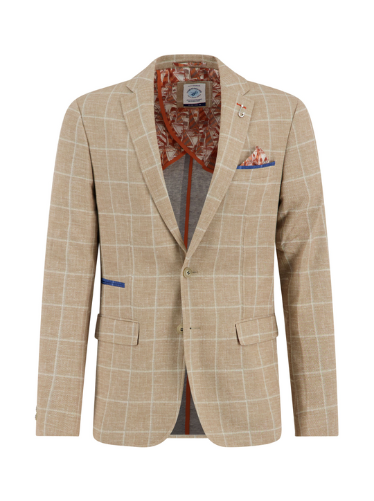 A Fish Named Fred Check Stretch Blazer | Sand
