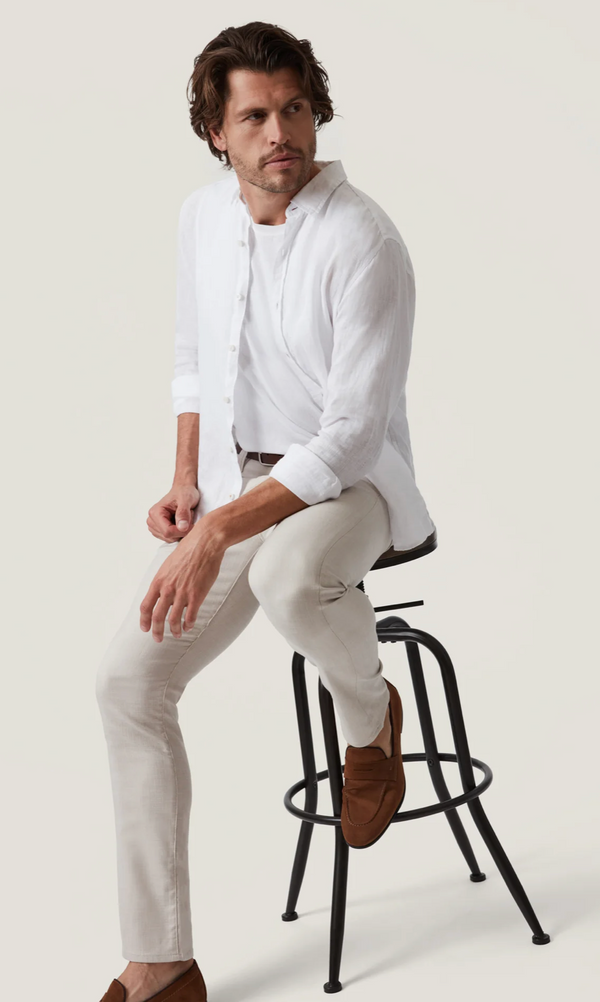 34 Heritage Courage Straight Leg Pants in Cream Cross Twill