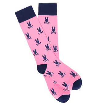 Psycho Bunny Men's All Over Bunny Socks| Begonia Pink
