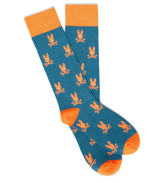 Psycho Bunny Men's All Over Bunny Socks | Mallard Blue