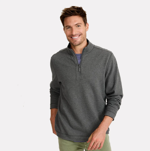 Tommy Bahama Flipview Reversible Half-Zip Sweatshirt | Black Heather
