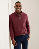 Tommy Bahama Flipview Half Zip Reversible Solid Heather Pullover | Pinot Noir Heather