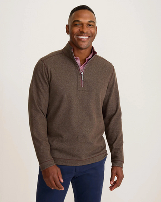 Tommy Bahama Flipview Half Zip Reversible Solid Heather Pullover | Pinot Noir Heather