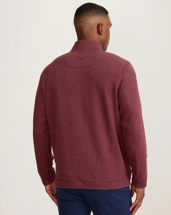 Tommy Bahama Flipview Half Zip Reversible Solid Heather Pullover | Pinot Noir Heather
