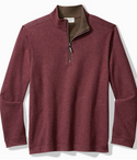 Tommy Bahama Flipview Half Zip Reversible Solid Heather Pullover | Pinot Noir Heather