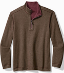 Tommy Bahama Flipview Half Zip Reversible Solid Heather Pullover | Pinot Noir Heather