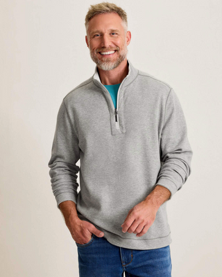 Tommy Bahama Flipview Half Zip Reversible Solid Heather Pullover | Lychee Heather