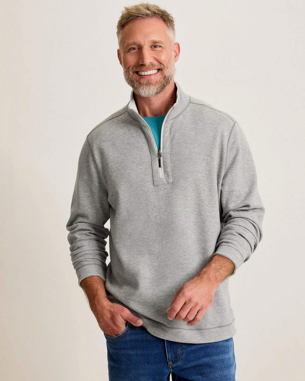 Tommy Bahama Flipview Half Zip Reversible Solid Heather Pullover | Lychee Heather