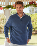 Tommy Bahama Flipview Reversible Half-Zip Sweatshirt | Dark Cobalt Heather
