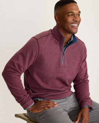 Tommy Bahama Flipview Reversible Half-Zip Sweatshirt | Dark Cobalt Heather