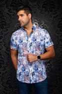Au Noir Chemise stretch à manches courtes | VENICE, White Multi
