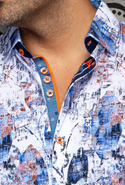 Au Noir Chemise stretch à manches courtes | VENICE, White Multi