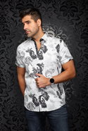 Au Noir Short Sleeve Shirt | WATERFORD, White Black
