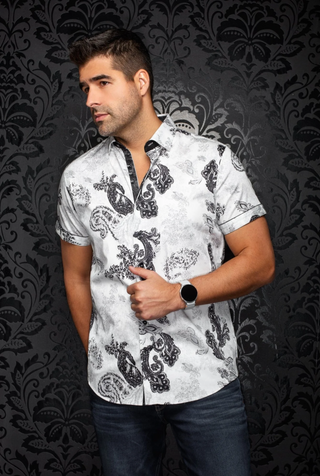 Au Noir Short Sleeve Shirt | WATERFORD, White Black